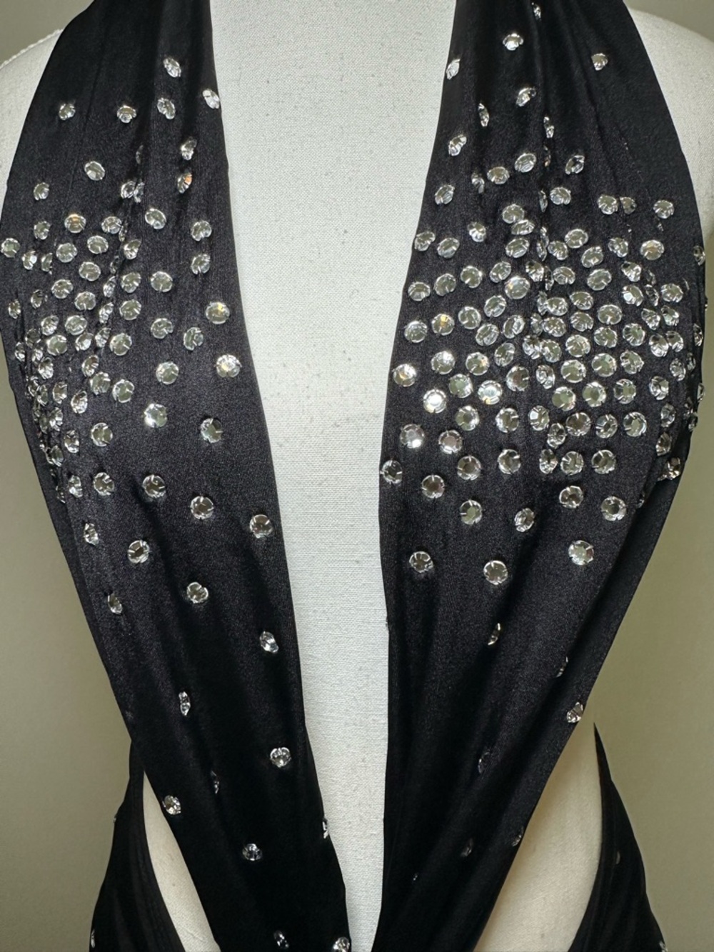 Black Rhinestone Cutout Halter Maxi Dress Backless Glam Sexy Evening Gown‎ S/M - Picture 8 of 11